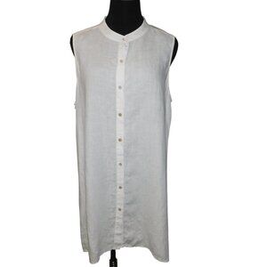 Eileen Fisher Sleeveless Button Up Top With Mandarin Collar Size Large